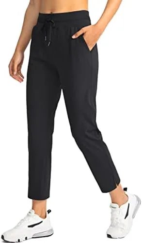 soothfeel womens pants with 4 pockets 78 stretch high waisted sweatpants travel athletic work golf pants for womenblack large