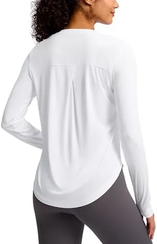 soothfeel womens upf 50 sun shirts long sleeve spf uv protection rash guard lightweight quick dry hiking workout tops whitel